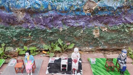 Instalación en memoria de la "Mujeres de consuelo" en el Barrio Coreano de Flores, en CABA. Foto: Gentileza Pilar Álvarez