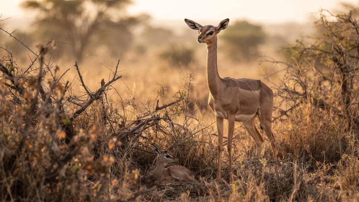 Jirafa gacela en África.