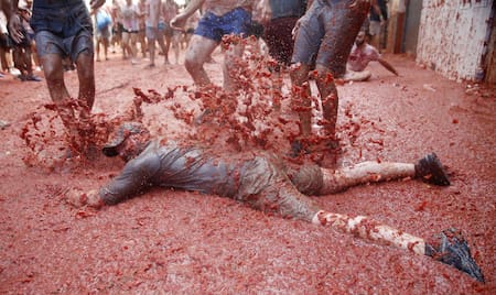 Tomatina en Buñol. Foto: EFE.