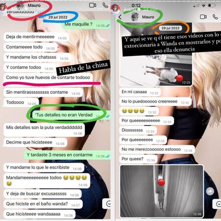 Chats entre Mauro Icardi y Wanda Nara. Foto: Instagram / juariu.