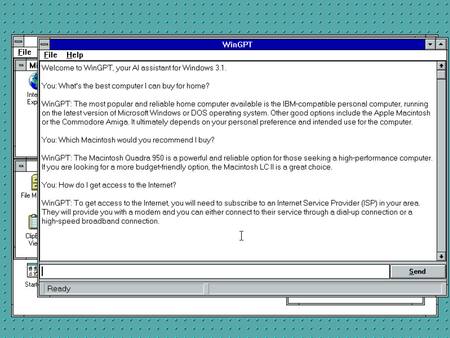 Así se ve WinGPT. Foto: Twitter @DialupDotNet.