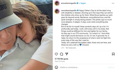 El posteo de la hija de Bruce Willis por el Día del Padre. Foto: Instagram/@emmahemingwillis