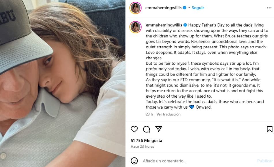 El posteo de la hija de Bruce Willis por el Día del Padre. Foto: Instagram/@emmahemingwillis