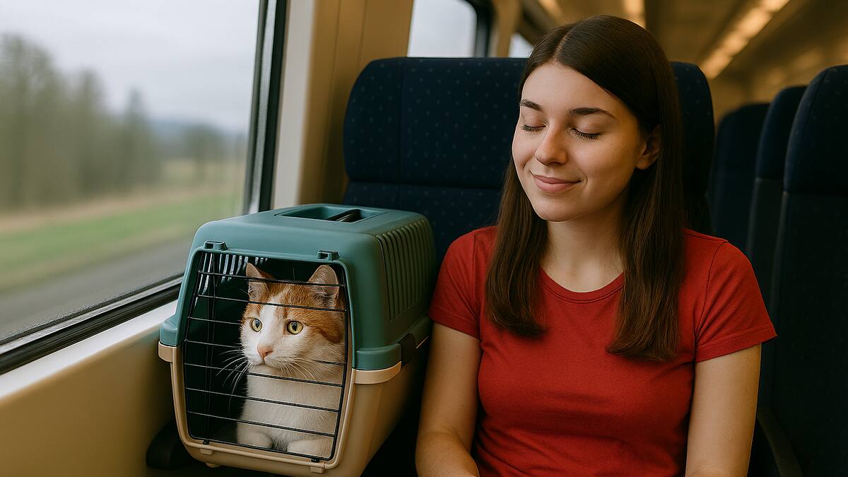 Mascotas en el tren.