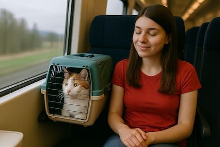 Mascotas en el tren.