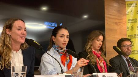 Conferencia de prensa de Thelma Fardin. Foto: prensa