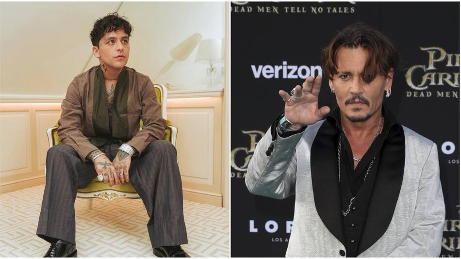 Christian Nodal y Johnny Depp. Fotos: Instagram/nodal - NA.