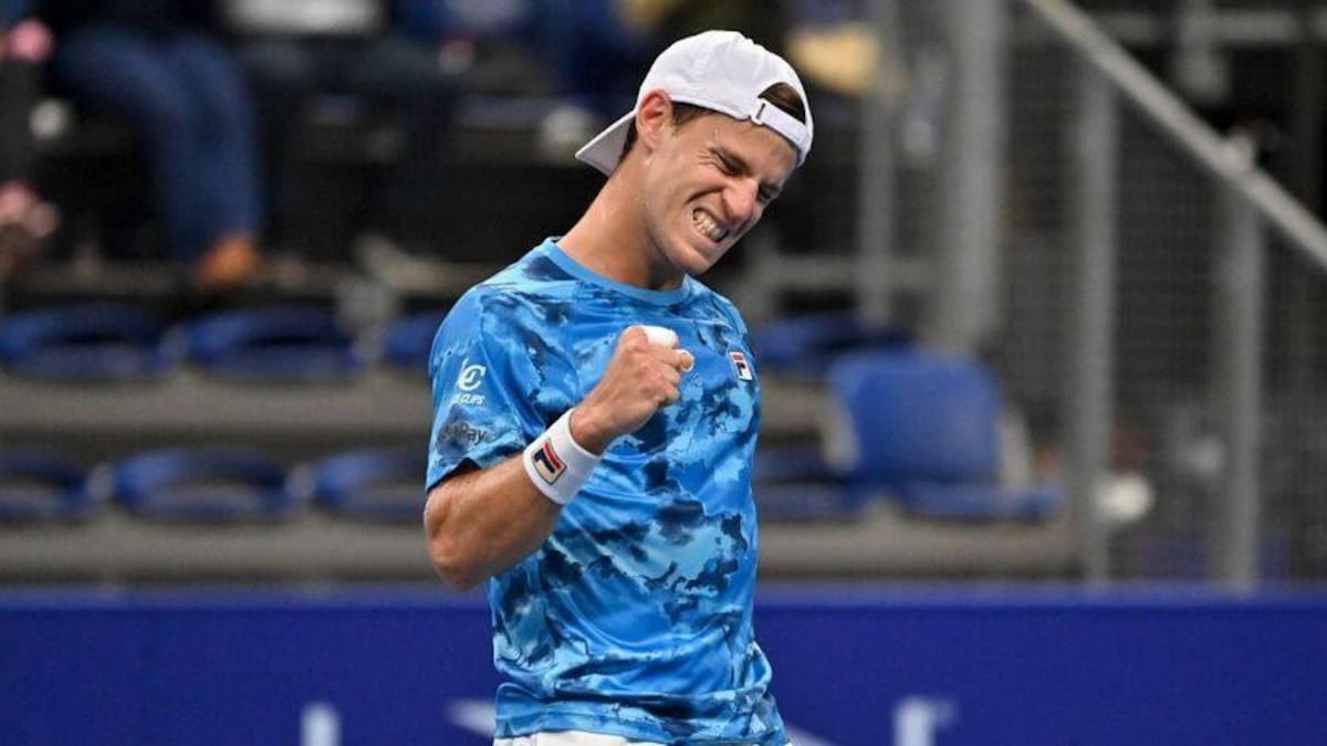 Festejo de Diego Schwartzman en el ATP de Amberes