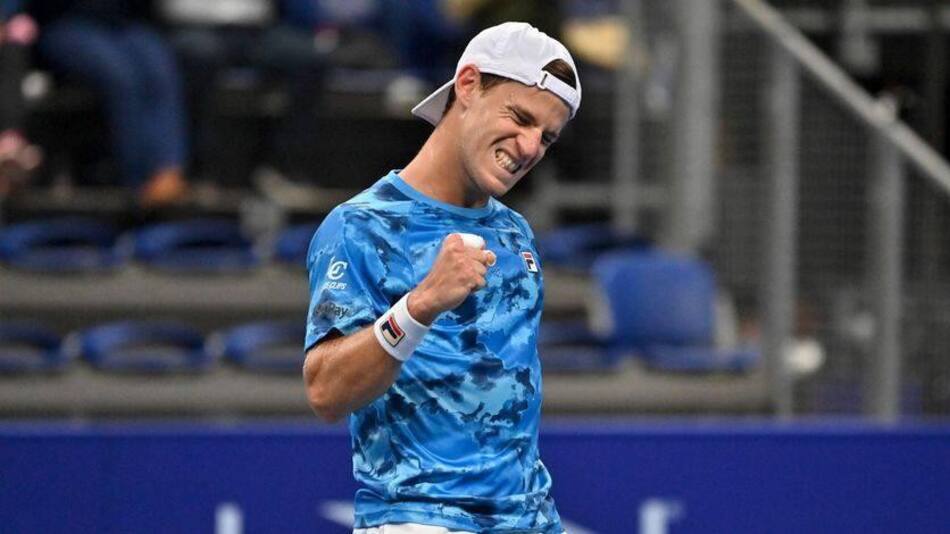 Festejo de Diego Schwartzman en el ATP de Amberes