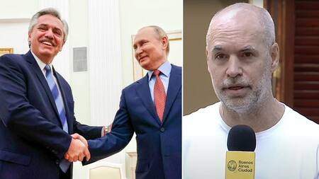 Alberto Fernández, Vladimir Putin y Horacio Rodríguez Larreta