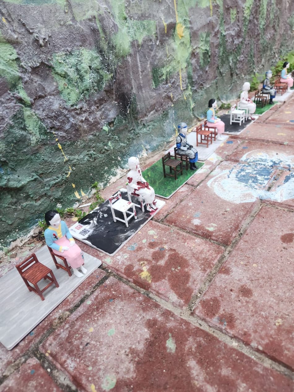 Instalación en memoria de la "Mujeres de consuelo" en el Barrio Coreano de Flores, en CABA. Foto: Gentileza Pilar Álvarez
