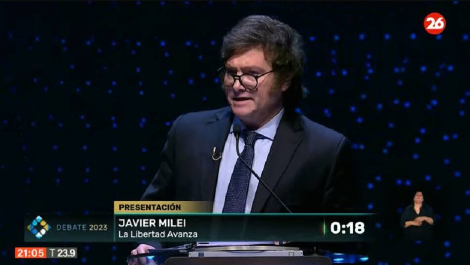 Javier Milei. Segundo Debate. Foto: captura.