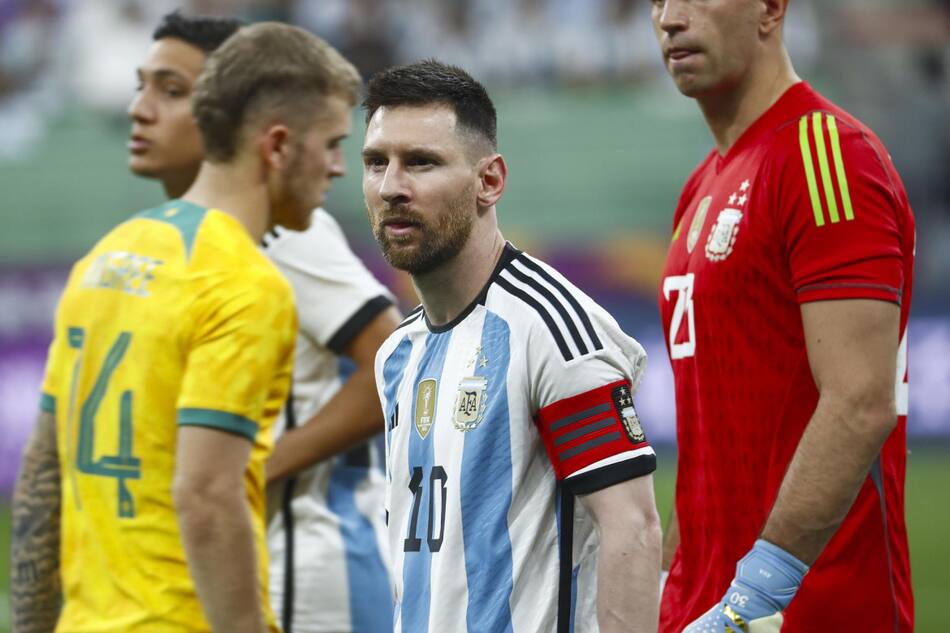 Lionel Messi durante el partido amistoso entre Argentina y Australia. Fuente: EFE.