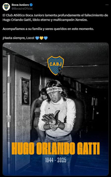 El último adiós al "Loco" Gatti. Foto: captura X