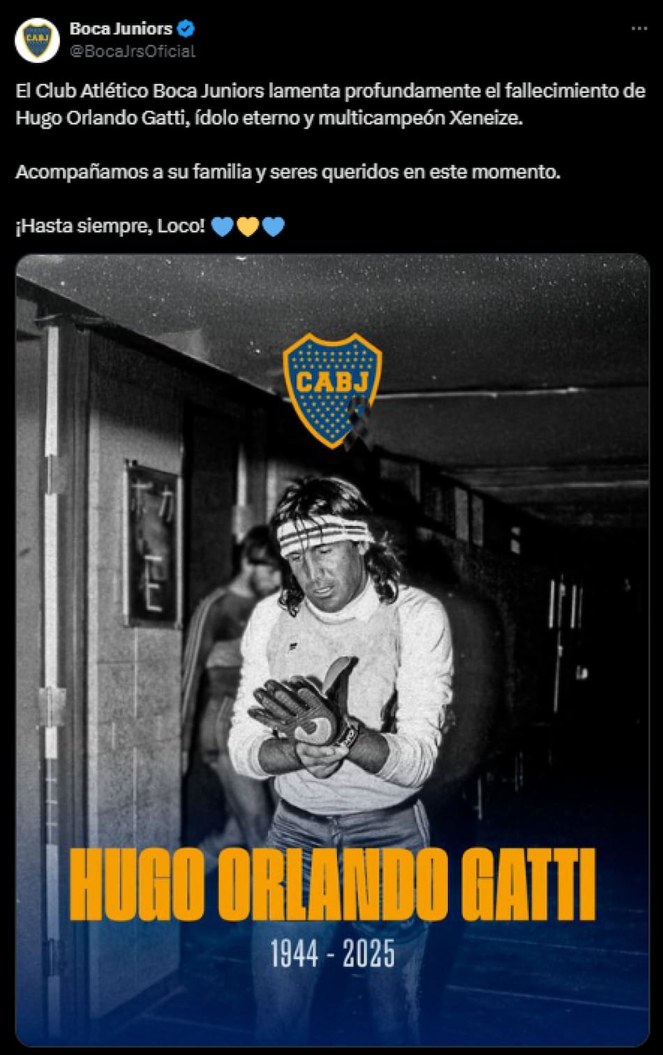 El último adiós al "Loco" Gatti. Foto: captura X