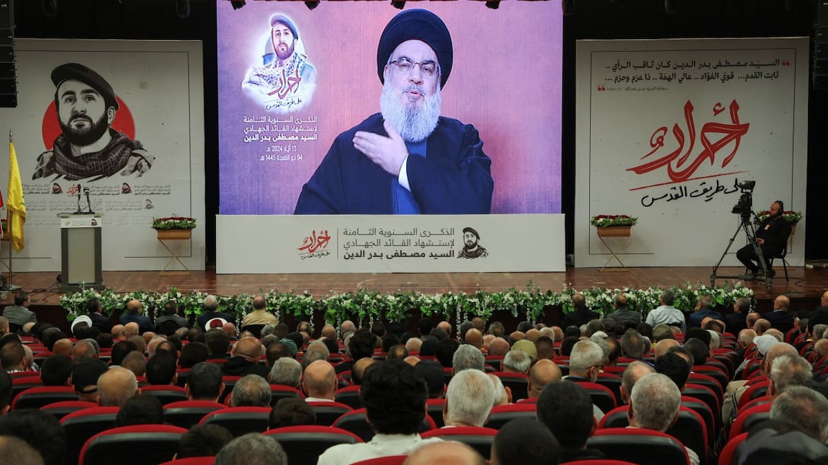 Discurso de Hasán Nasrala, líder de Hezbollah. Foto: Reuters.