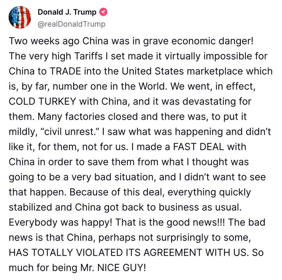 Donald Trump contra China por los aranceles. Foto: Captura.