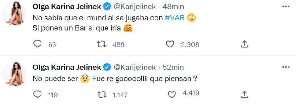Karina Jelinek en Twitter. Foto: Twitter.