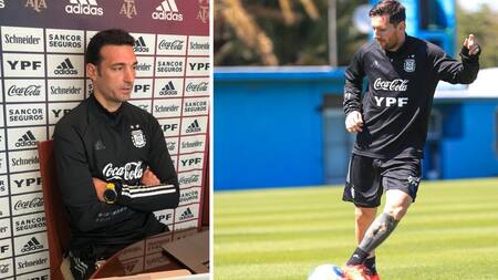 Lionel Scaloni, DT de Selección Argentina, y Lionel Messi, fútbol, NA