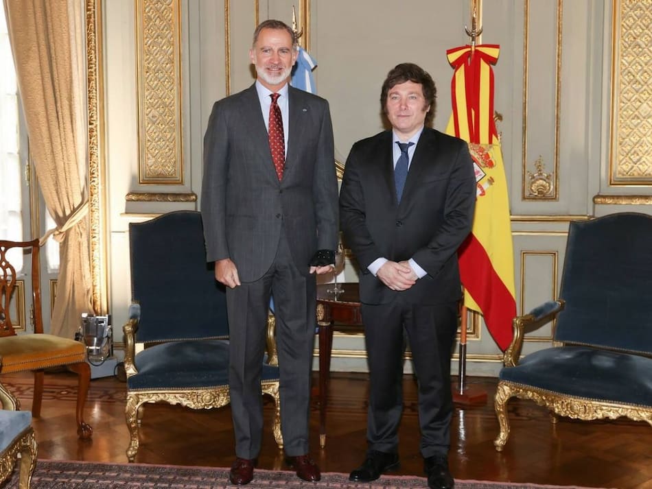 Javier Milei y Rey Felipe VI. Foto: EFE