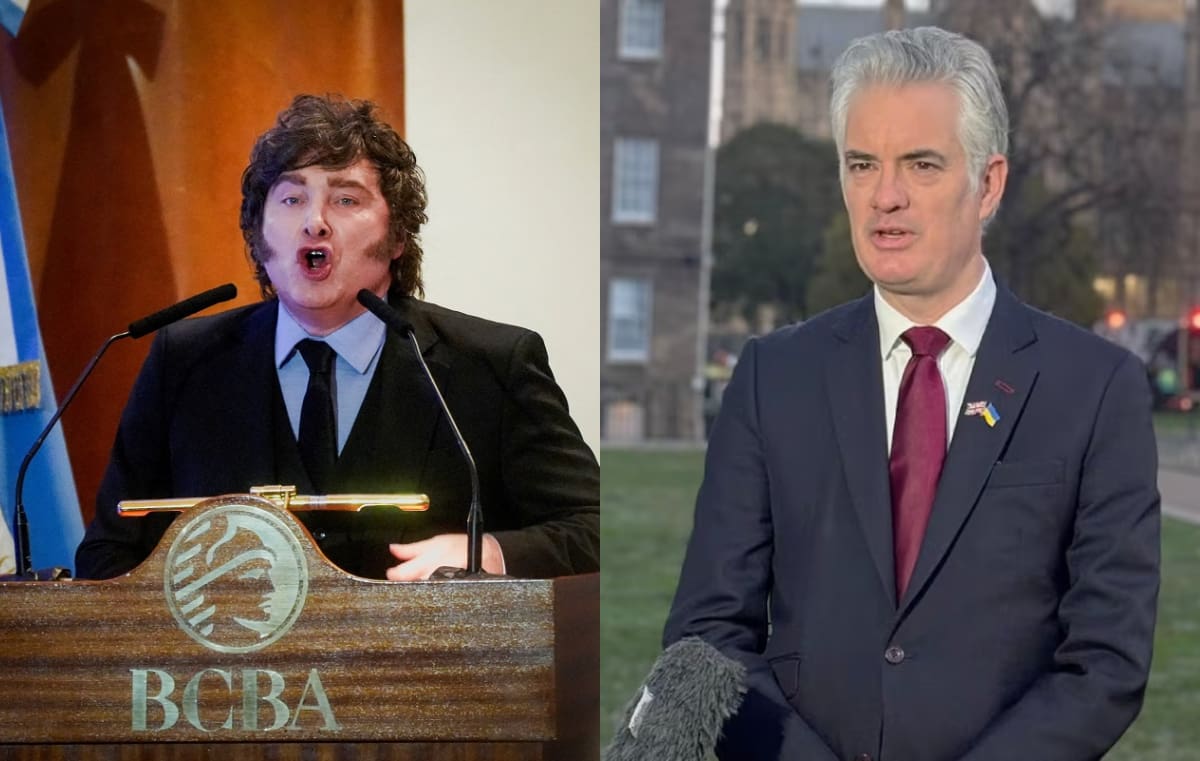 Javier Milei y James Cartlidge, diputado británico