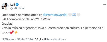 La reacción de Lali