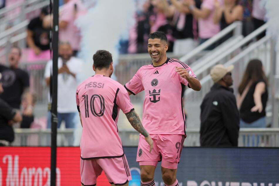 Lionel Messi y Luis Suárez, Inter Miami. Foto: Reuters
