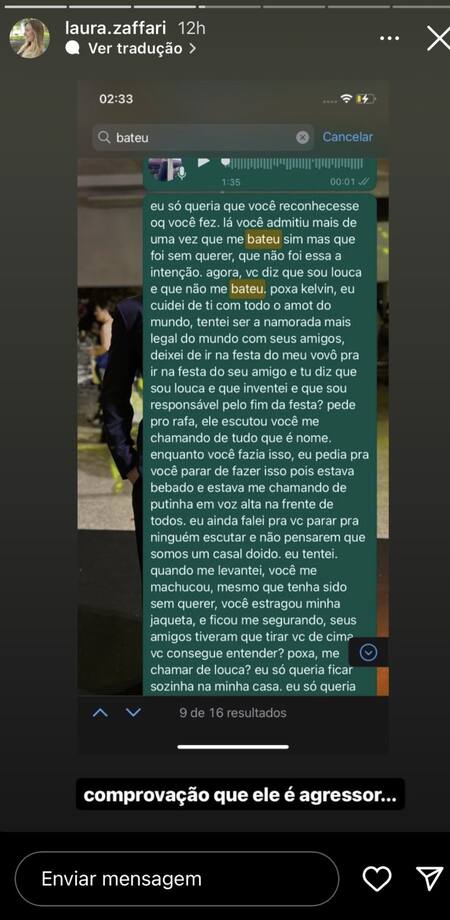 Los delincuentes publicaron fotos y chats mostrando que la mujer era víctima violencia de género. Fotos: Instagram/laura.zaffari