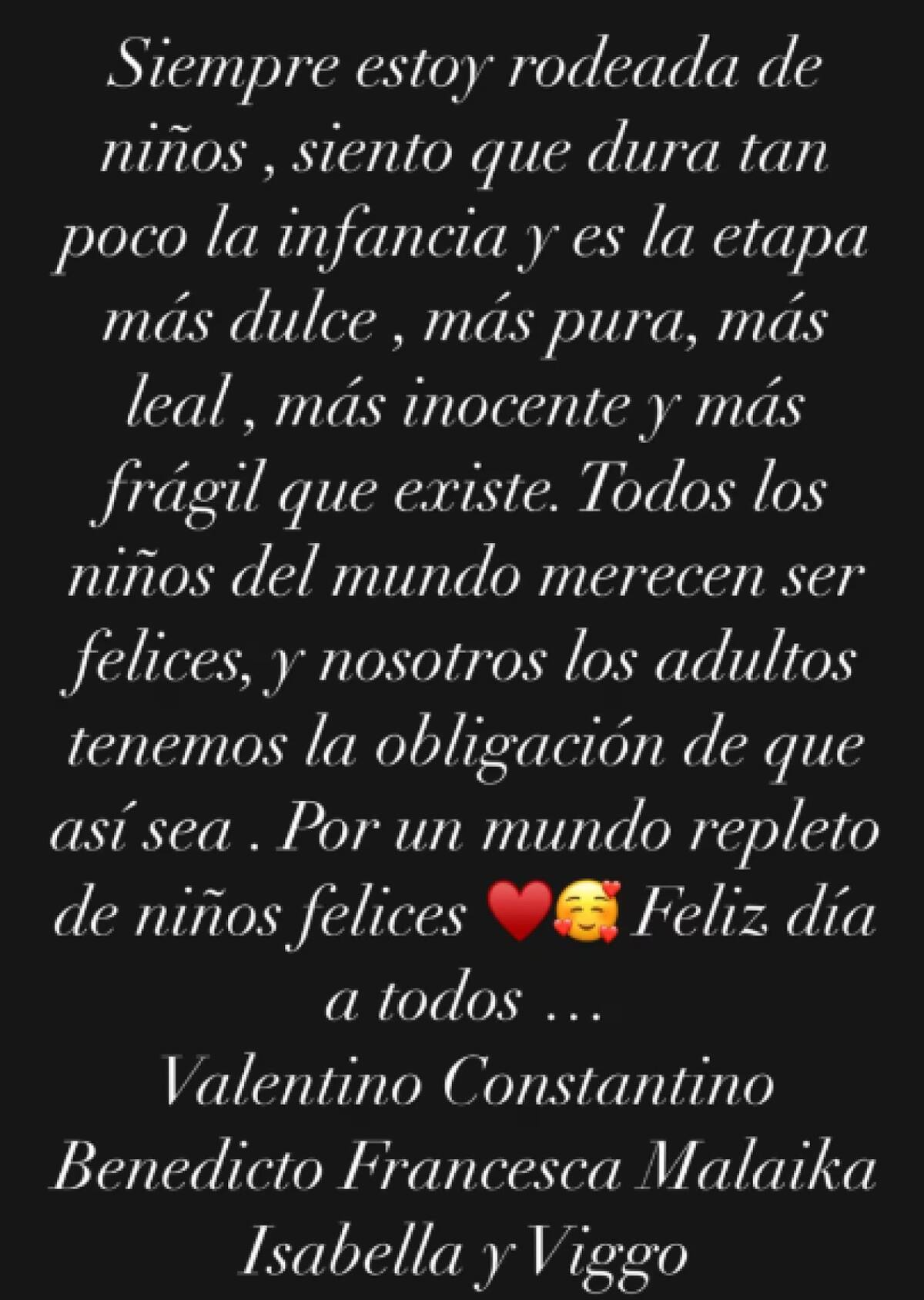 El posteo de Wanda Nara sobre el Día el Niño. Foto: Instagram.