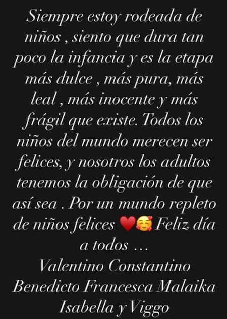 El posteo de Wanda Nara sobre el Día el Niño. Foto: Instagram.