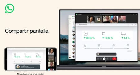 Compartir pantalla. Foto: WhatsApp