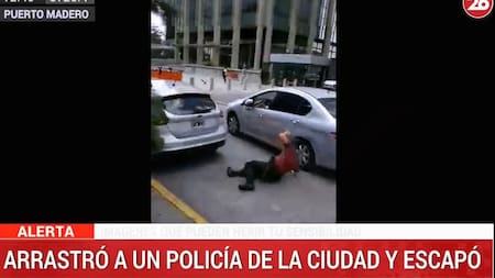 Auto arrastró a Policía de la Ciudad en Puerto Madero y escapó, CANAL 26