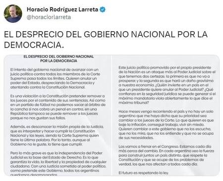 Tuit del jefe de Gobierno porteño.