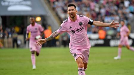 Festejo de Lionel Messi ante el Inter Miami por la Leagues Cup. Foto: REUTERS.