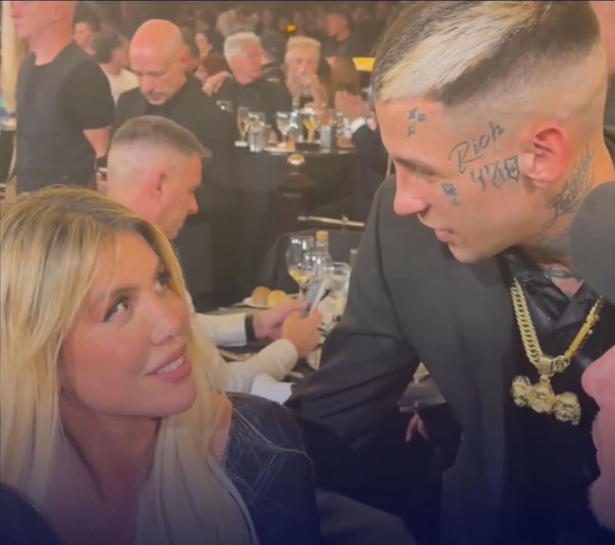 El reencuentro de L-Gante y Wanda Nara en los Martín Fierro de Música