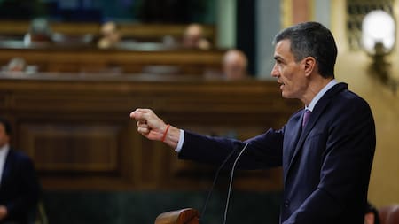 El presidente del Gobierno, Pedro Sánchez, interviene durante el pleno extraordinario en el Congreso de los Diputados en Madrid.