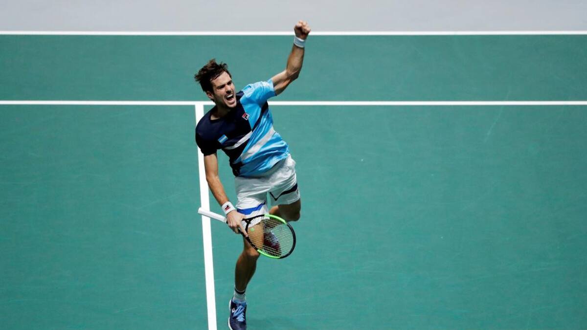 Festejo de Guido Pella en Copa Davis, REUTERS