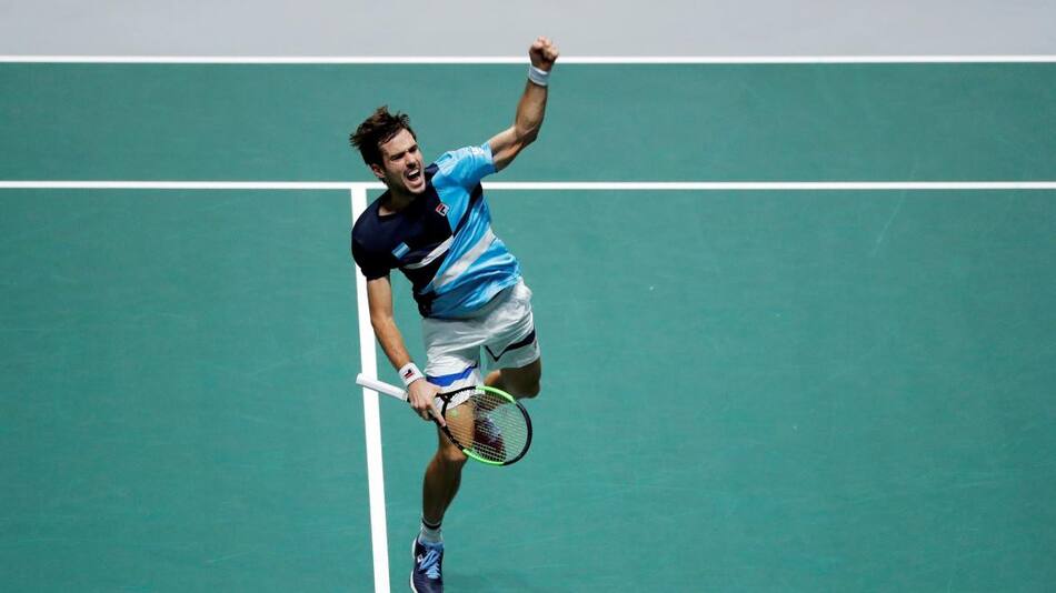 Festejo de Guido Pella en Copa Davis, REUTERS