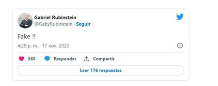 Tuit de Gabriel Rubinstein. Foto: Twitter