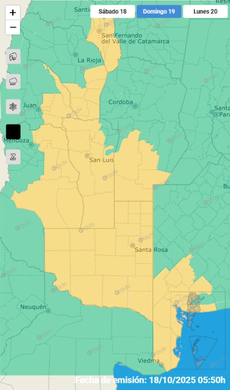 Alerta por vientos en distintas provincias de Argentina.