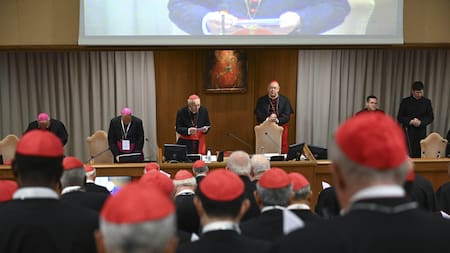 Reuniones en las que los cardenales que entrarán en la Capilla Sixtina se van conociendo y concretando un perfil para el próximo pontífice. Estado Vaticano/Mario Tomassetti - EFE.