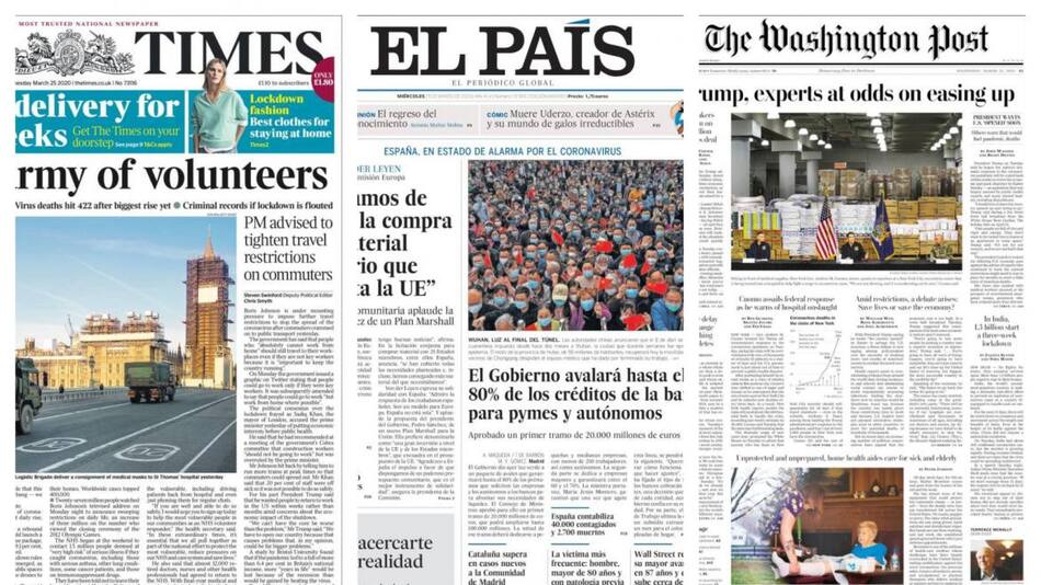 Tapas de diarios, 25 de marzo de 2020