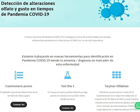 Test Olfato online para detectar coronavirus