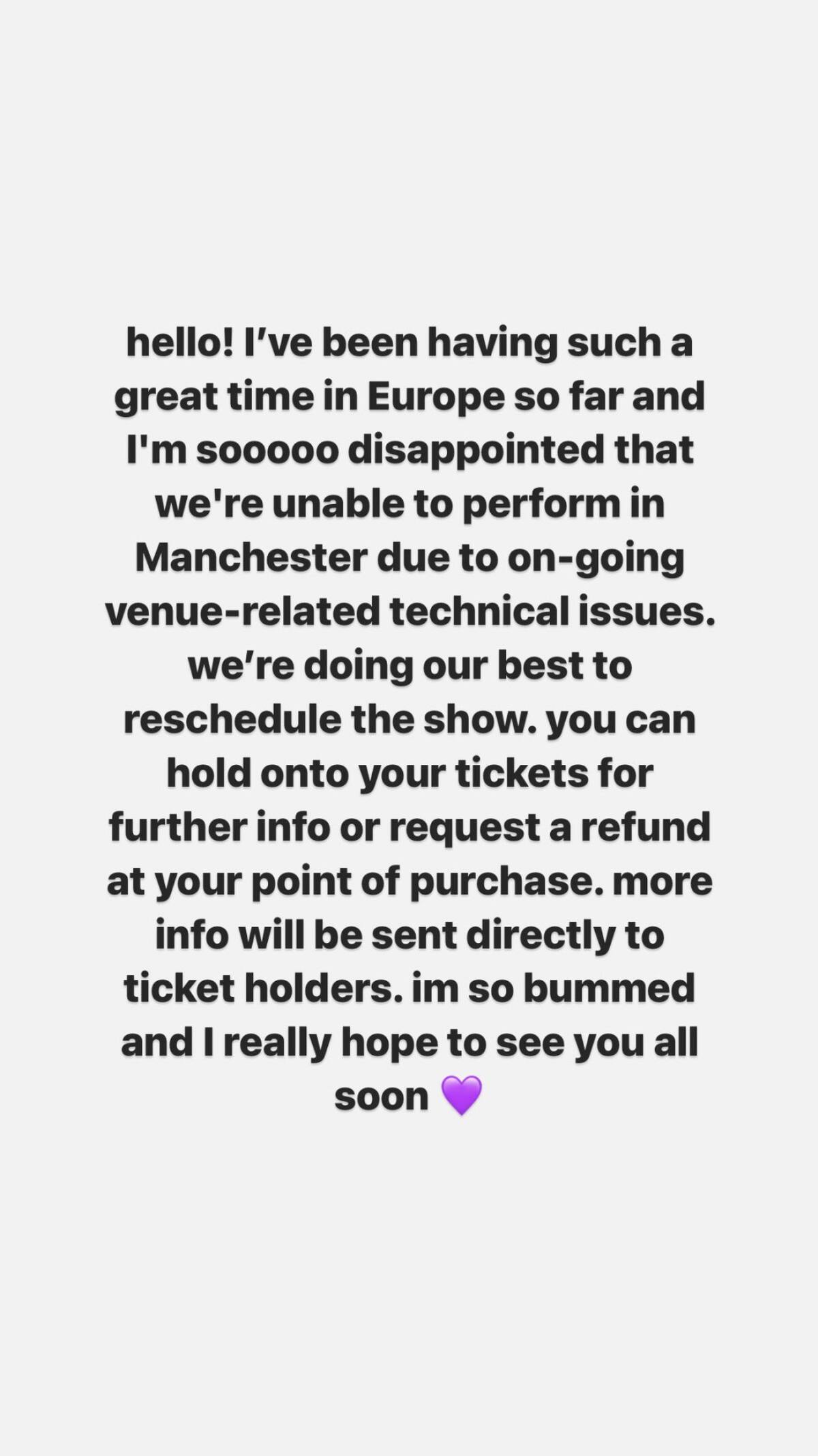 El comunicado de Olivia Rodrigo. Foto: Instagram.
