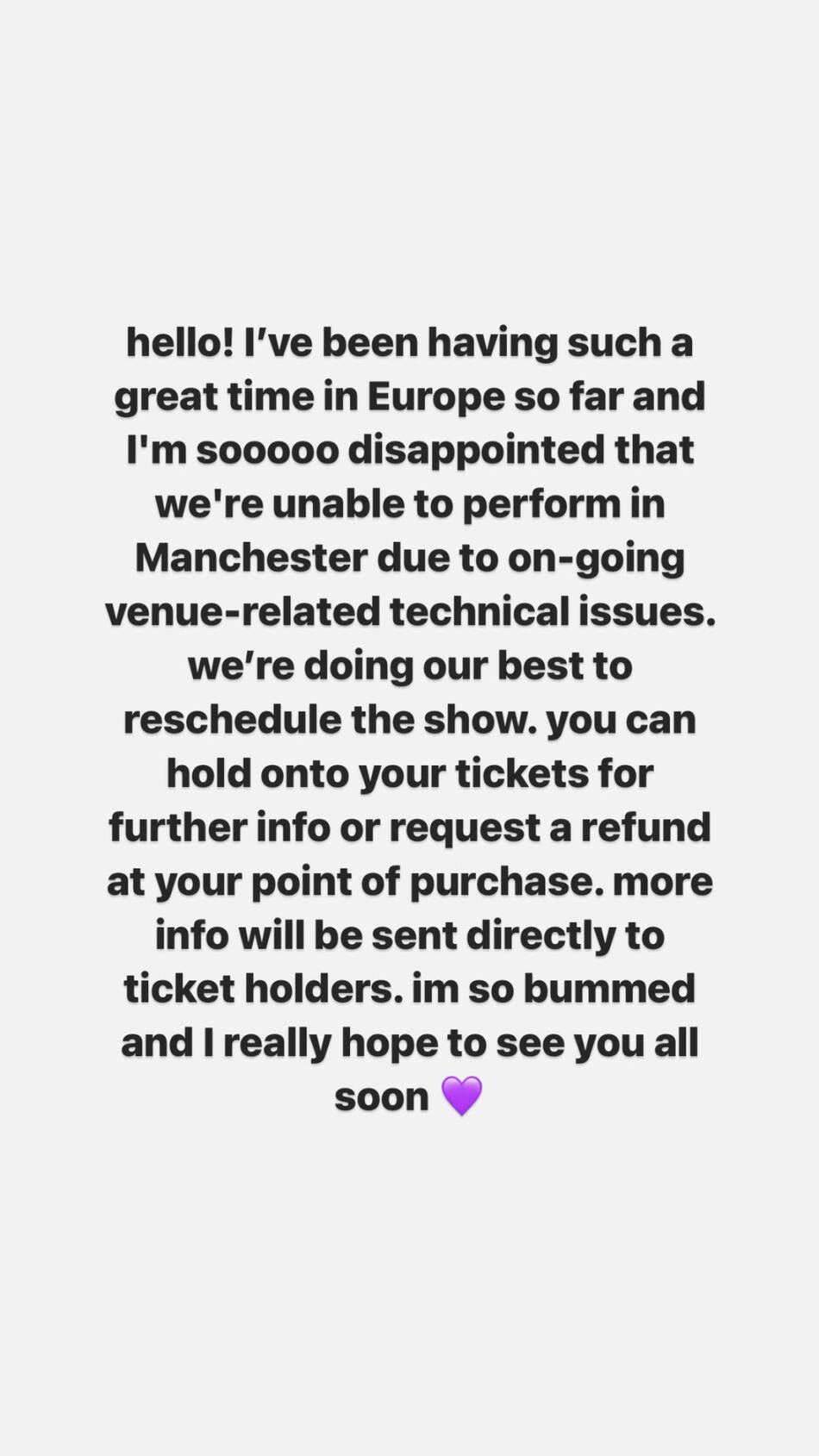 El comunicado de Olivia Rodrigo. Foto: Instagram.