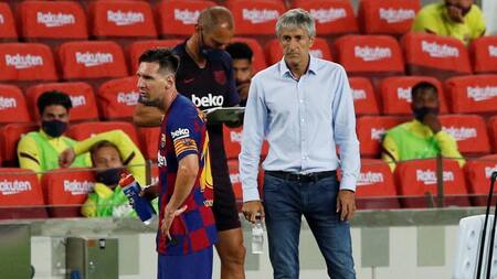 Lionel Messi y Quique Setién, Barcelona, Reuters