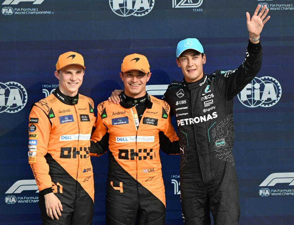 Los ganadores del GP de Italia, en Monza. Foto: EFE.