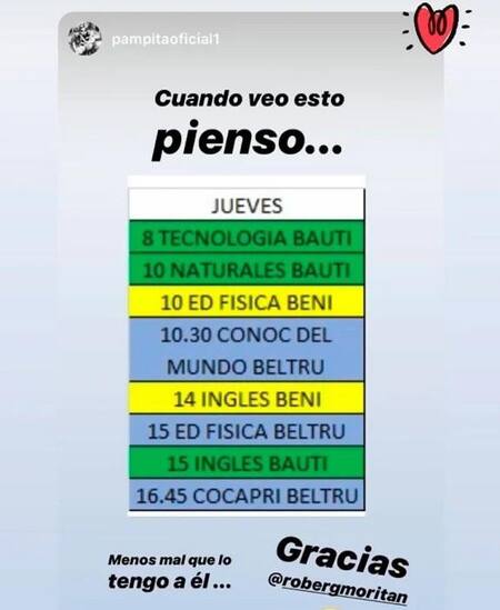 Pampita posteo de Instagram