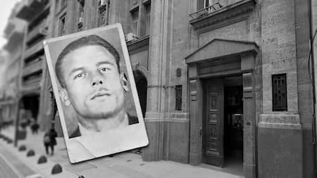 Alfonso Chantrain y el edificio que fue del Partido Nazi en Buenos Aires. Foto: Comisión Especial Investigadora de Actividades Antiargentinas del Congreso (CEIAA).