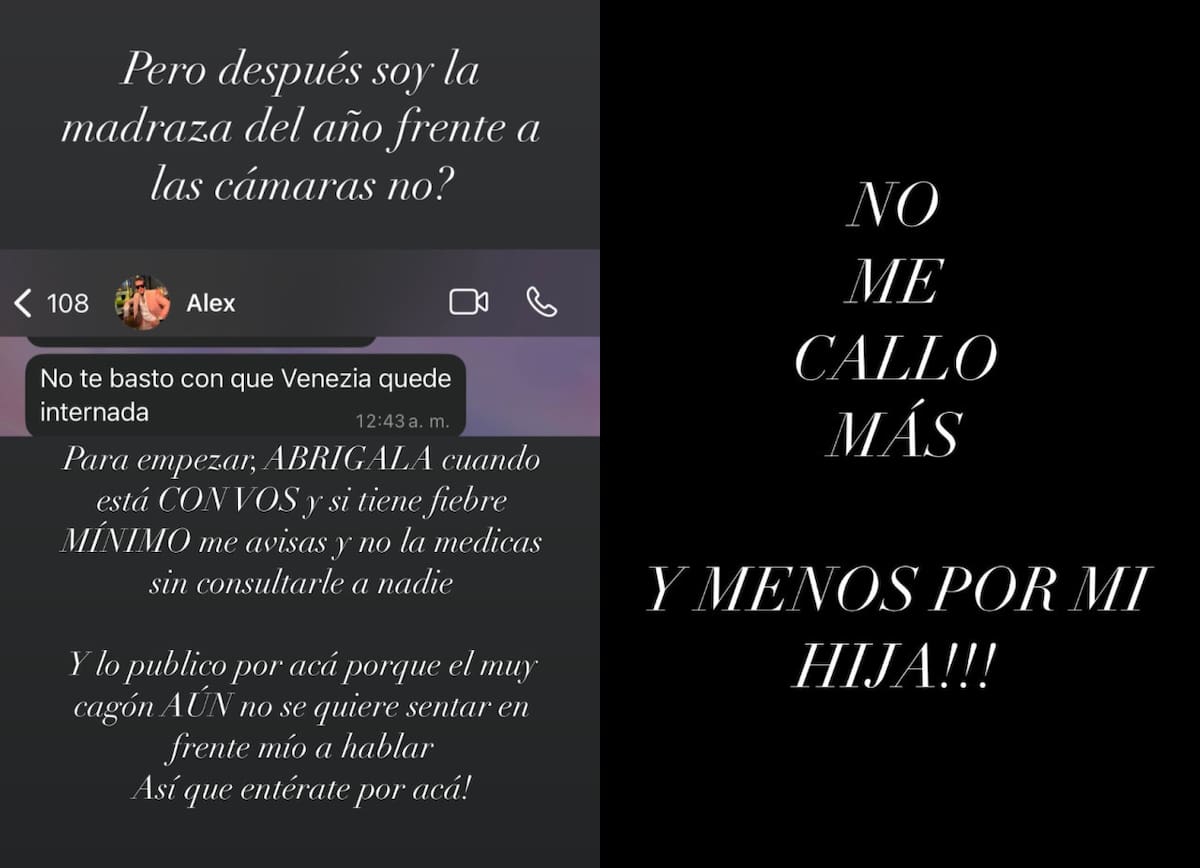 Las historias de Melody Luz contra Alex Caniggia. Fotos: Instagram @melodyluz